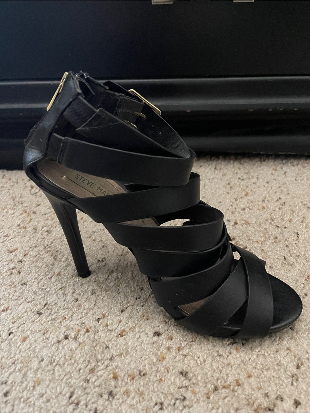 Steve Madden Black Strappy Stiletto Sandal